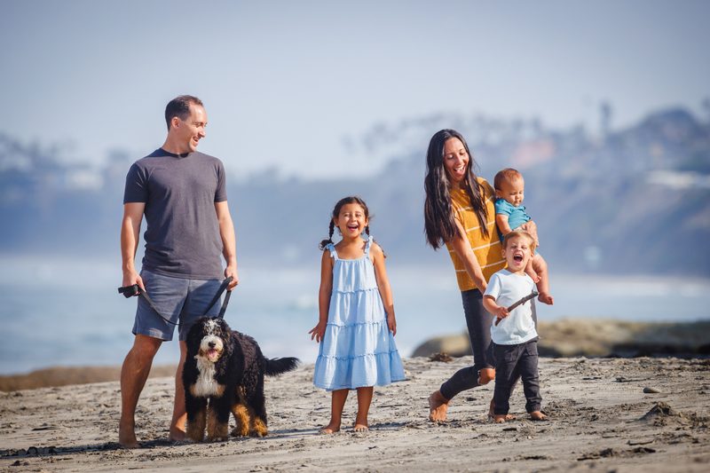 Eric Leider with his family on the beach